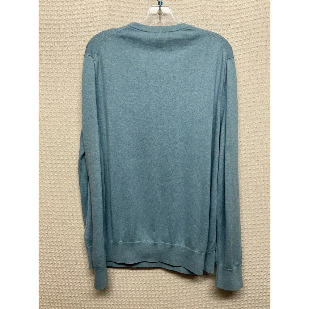Banana Republic Sweater Men's XL Blue Silk Cotton Cashmere V Neck Soft NEW